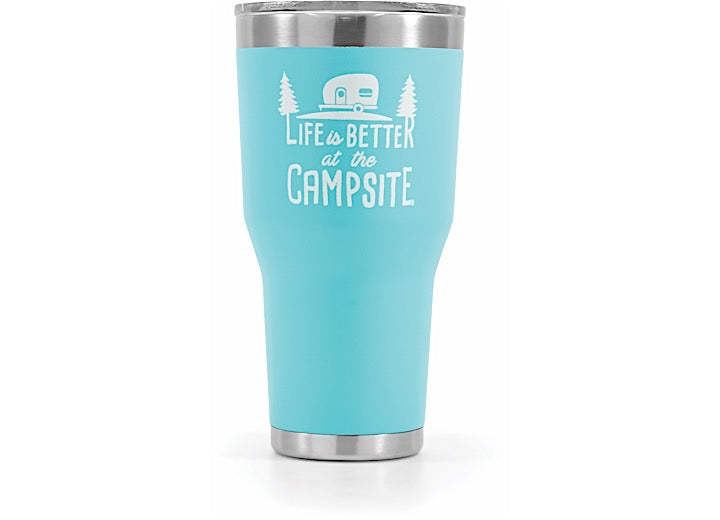 Camco Life IS Better AT The Campsite Tumbler, Painted Cool Blue, 30OZ - Insulated Drinkware