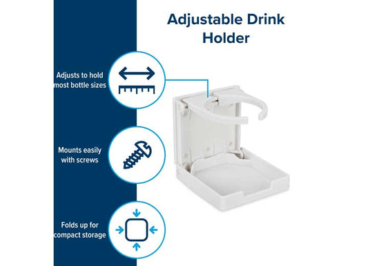 Camco Adjustable Drink Holder, White (E/f) - Consoles & Cup Holders