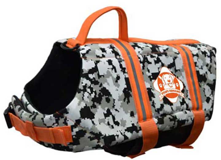 Fido Pet Products M - Orange Camo Neoprene Dog Life Jacket - Dog Flotation Devices