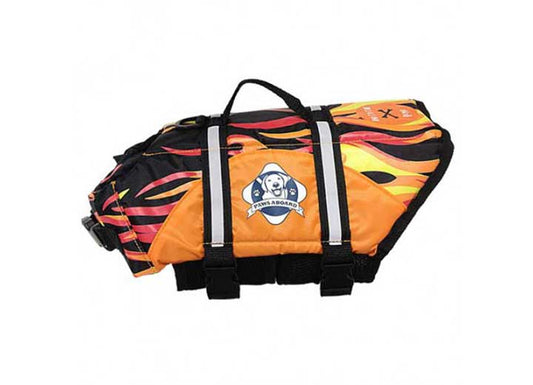 Fido Pet Products M - Racing Flames Nylon Dog Life Jacket - Dog Flotation Devices