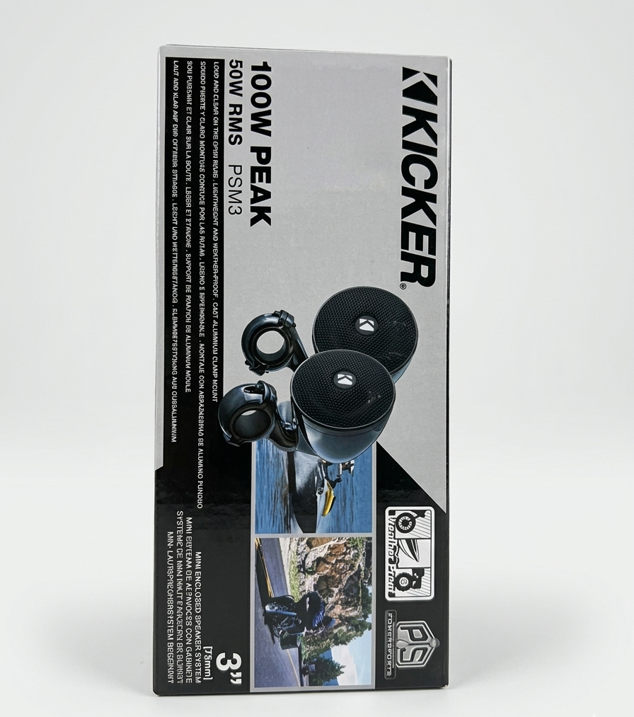 KICKER PSM 3" Weather-Proof Mini Enclosed Speaker Pair - 2-Ohm, Black [47PSMB32]