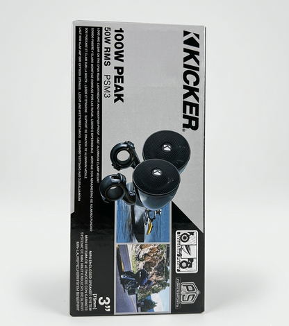 KICKER PSM 3" Weather-Proof Mini Enclosed Speaker Pair - 2-Ohm, Black [47PSMB32]