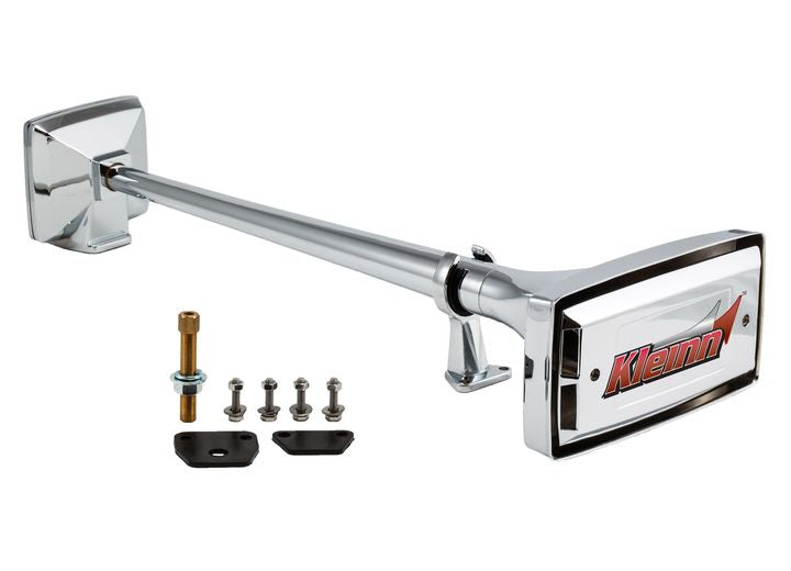 Kleinn Air Horns 25IN Single Chrome Plated Zinc Alloy Roof Mount Horn, Square Trumpet End With Horn Cover - Custom Horns