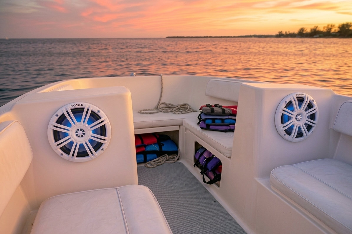 Kicker 51KM604WL 6.5" Marine With RGB LED Lighting Boat Speakers