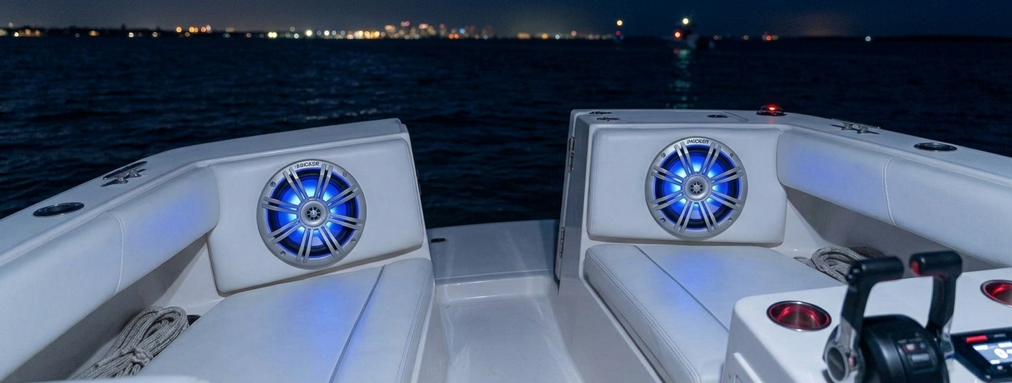 Kicker 51KM604WL 6.5" Marine With RGB LED Lighting Boat Speakers