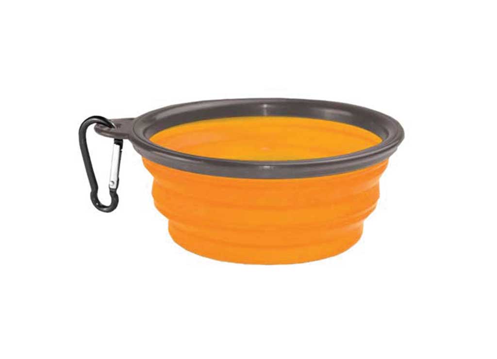 Kuma Outdoor Gear Collapsible Silicone Bowl (1L) - Orange/grey - Pet Food & Water Dishes