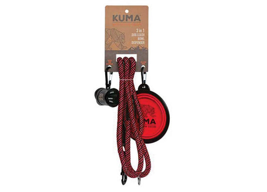 Kuma Outdoor Gear 3 IN 1 Dog Leash - Red/black - Dog Tie Out Cables, Leashes, & Stakes