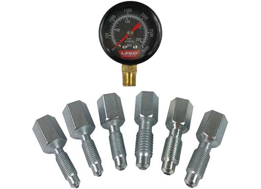 Leed Brakes Brake Pressure Gauge Kit W/ 5/16-24, 3/8-24 -m7x1.0, M8x1.25, M10x1.0 And M10x1. - Brake Pressure Gauges