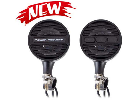 Power Acoustik Motorcycle Handlebar Amplified Bluetooth Speaker System(black) - Motorcycle Audio Components