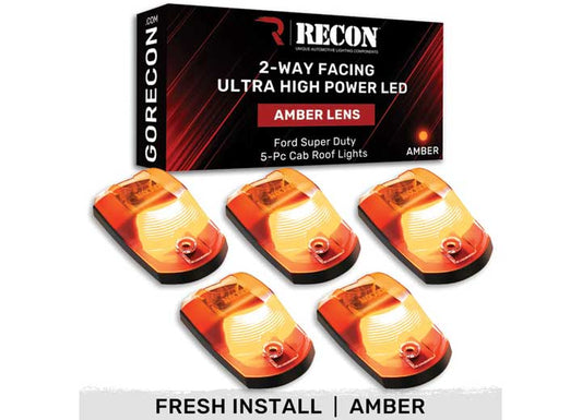 Recon Truck Accessories 17-C F250/f350/f450 Superduty Amber Cab Roof Light 5 Piece Set - Roof & Cab Marker Lights