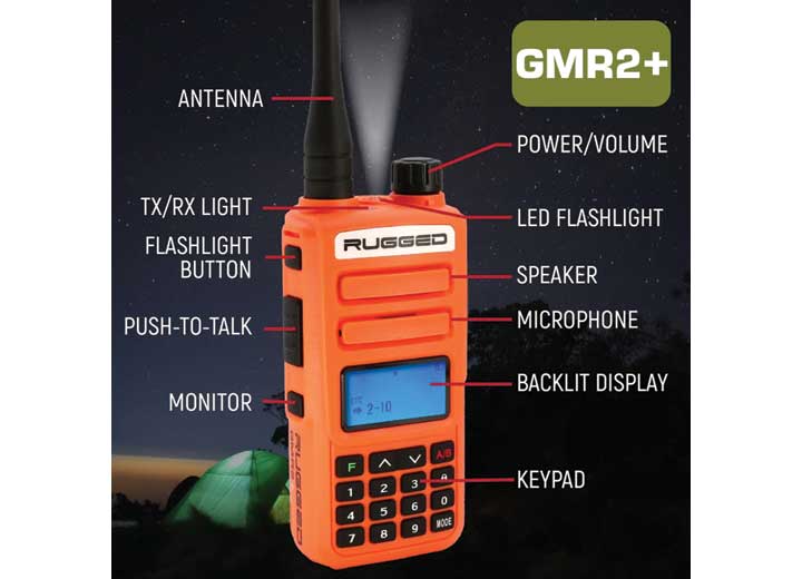 Rugged Radios Rugged Gmr2 Plus Gmrs/frs Handheld Radio-safety Orange - Handheld Radios