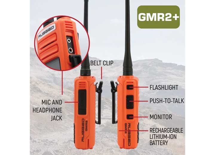 Rugged Radios Rugged Gmr2 Plus Gmrs/frs Handheld Radio-safety Orange - Handheld Radios