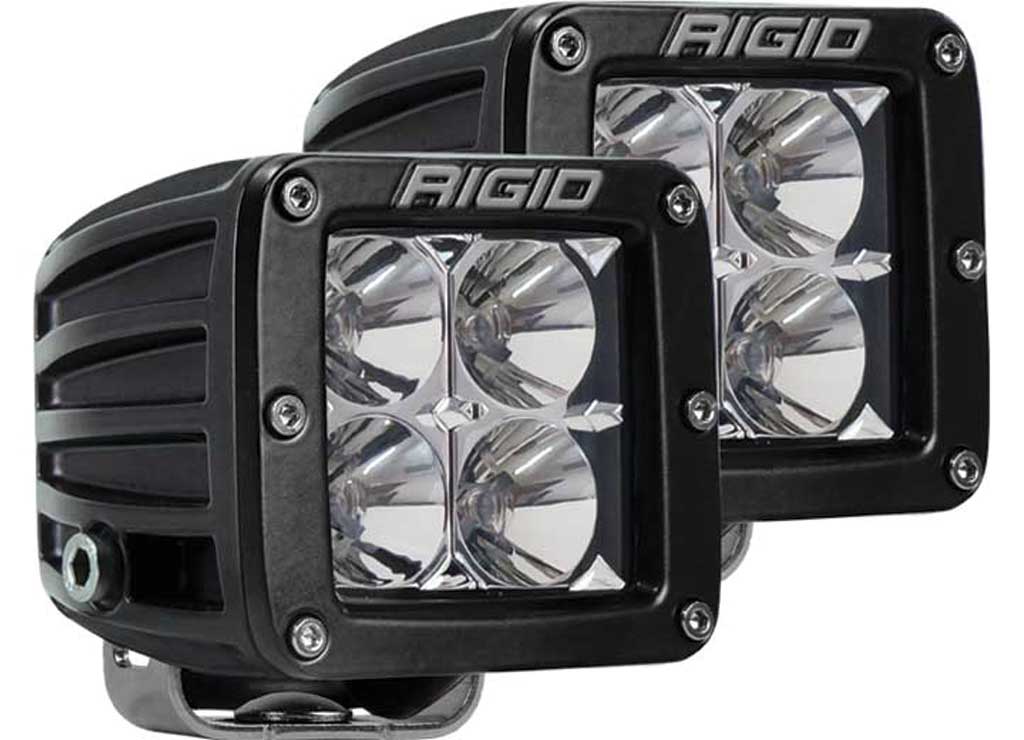 Rigid Industries D-series Pro Flood Surface Mount Black 2 Lights - Cube, Round, Rectangular, & Oval Lights