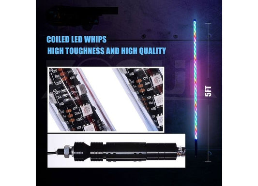 Race Sport Lighting 5-FOOT Long Colorsmart Chasing Rgb Multi-color Whip W/over 150+ Patterns - ATV/UTV Off-Road Whips, Flags, & Accessories