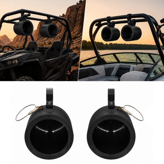 6.5” & 8” Marine Speaker Pods for Boats, Golf Carts, ATV & UTV | 360° Swivel Roll Bar Mounts - RockPods