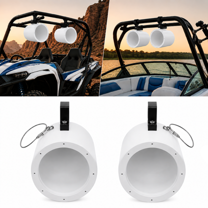 6.5” & 8” Marine Speaker Pods for Boats, Golf Carts, ATV & UTV | 360° Swivel Roll Bar Mounts - RockPods