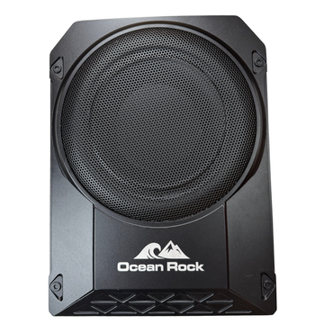 Black subwoofer with 'Ocean Rock' branding on a white background