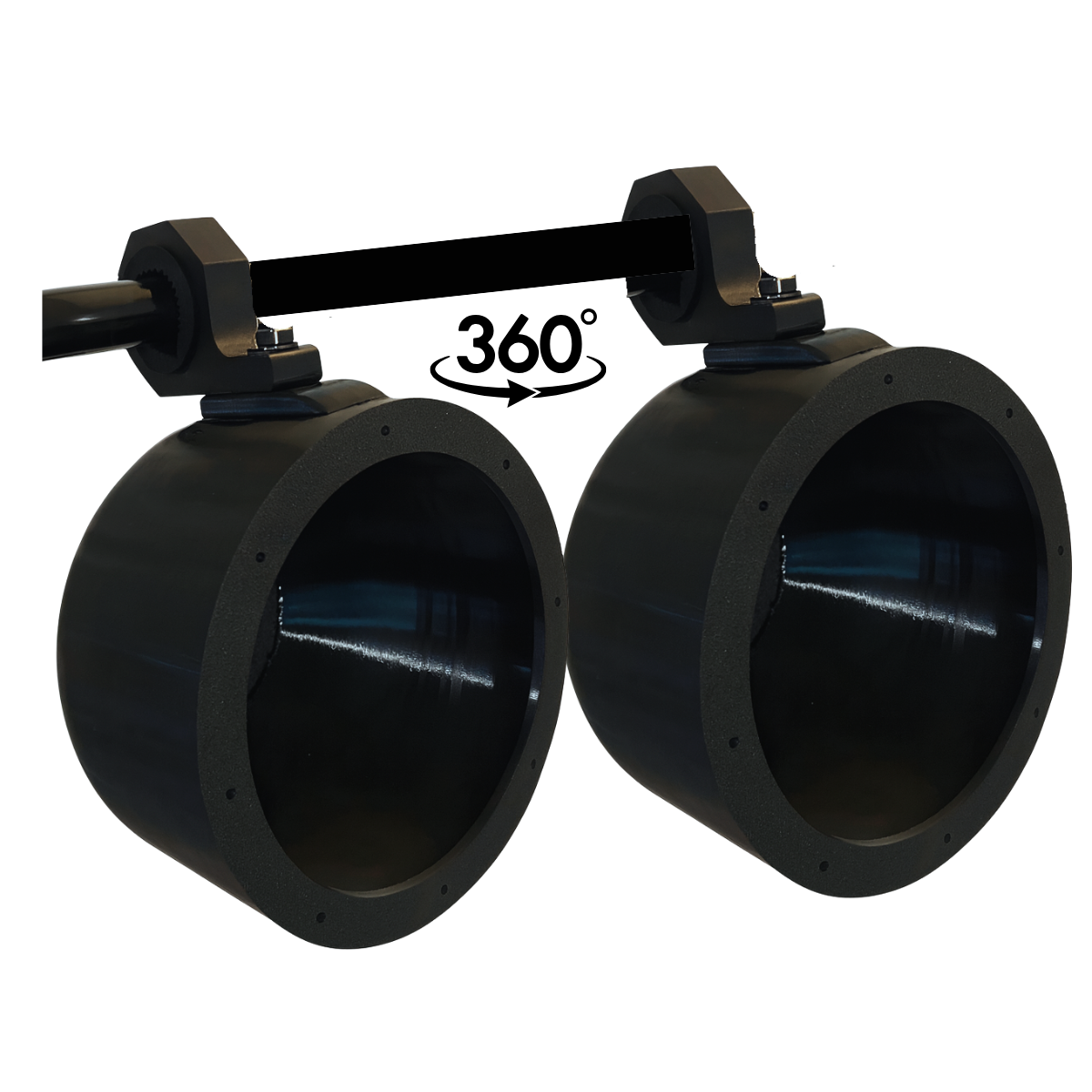 Universal 8" Marine & ATV Speaker Enclosures with Metal Swivel Clamps – Fits 1" to 2" Roll Bars, Waterproof Empty Pods for Boat, UTV, Jeep, Wakeboard Tower