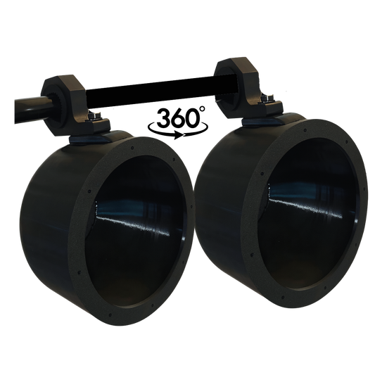 Universal 6.5" Marine & ATV Speaker Enclosures with Metal Swivel Clamps – Fits 1" to 2" Roll Bars, Waterproof Empty Pods for Boat, UTV, Jeep, Wakeboard Tower