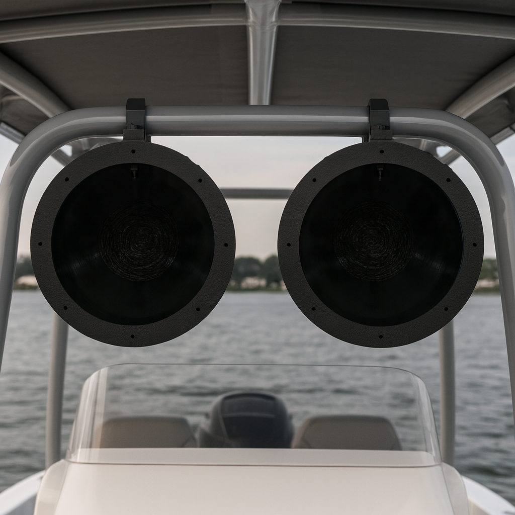 Universal 6.5" Marine & ATV Speaker Enclosures with Metal Swivel Clamps – Fits 1" to 2" Roll Bars, Waterproof Empty Pods for Boat, UTV, Jeep, Wakeboard Tower