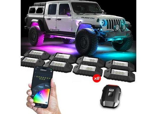 XK Glow Xkmax Rgbw 8PC Addressable Led Rock Light Kit - Rock Lights