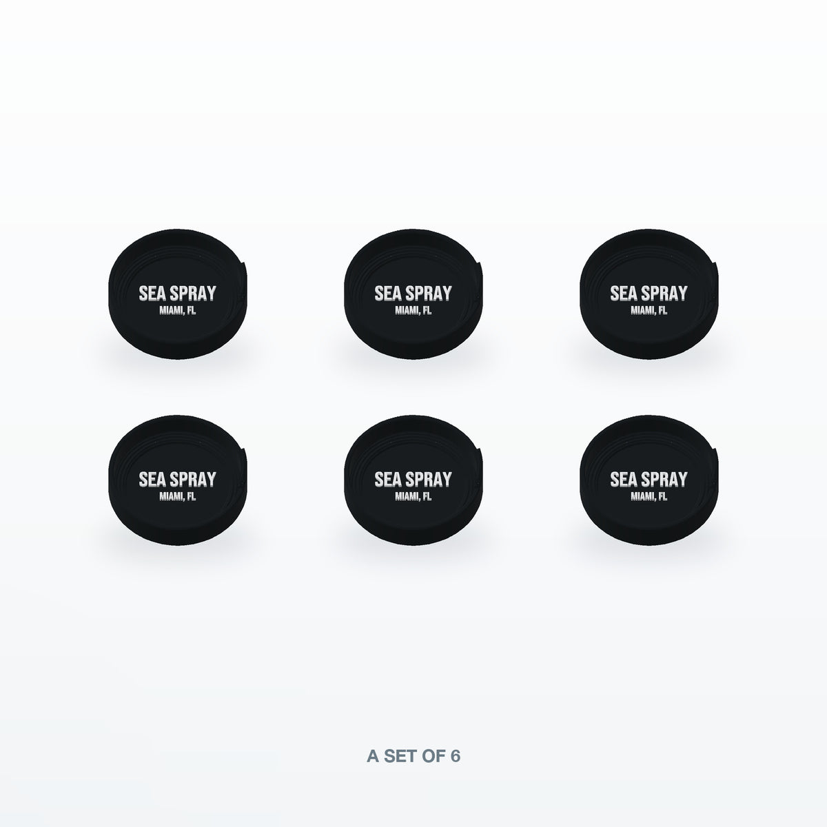 A set of six matching personalized XL boat name cup holder coaster inserts