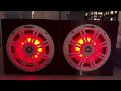Kicker Marine Audio System – 4× 6.5″ RGB Speakers, 4-Channel Amp,