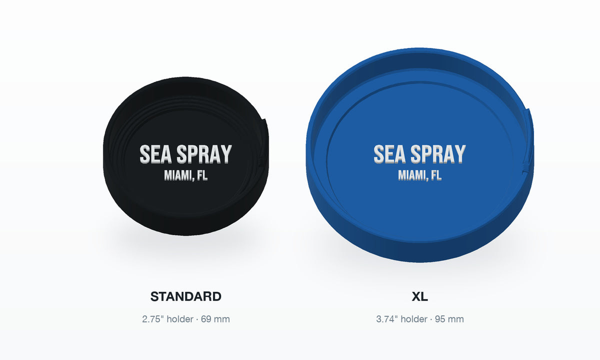 Standard 2.75 inch and XL 3.74 inch coasters side by side at true scale